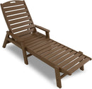 POLYWOOD NCC2280TE Nautical Arms Chaise, Teak