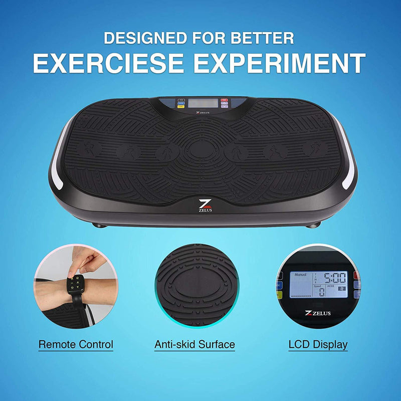 ZELUS 4D Vibration Exercise Platform, 3D/4D Bluetooth-Enabled Fitness Plate Machine, Linear Vibration Oscillation for Home Fitness and Weight Loss with 2 Resistance Bands and Included Wrist Control