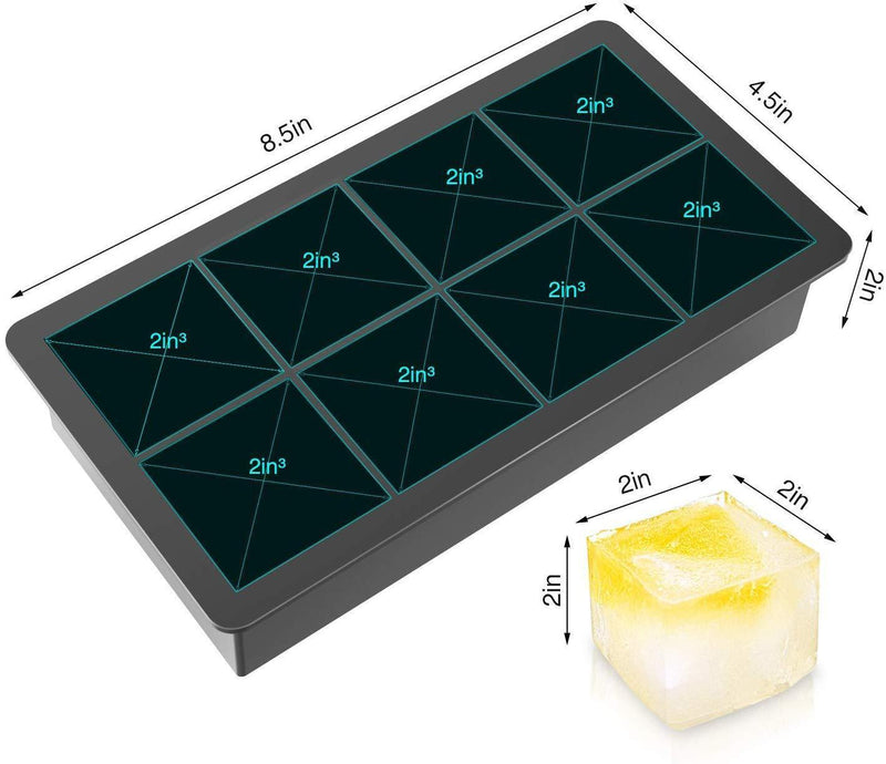 Totally Kitchen Ice Cube Trays Silicone Large Square Ice Cube Molds for Whiskey and Cocktails, Keep Drinks Chilled, Reusable and BPA Free (2pc/Pack)