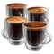Stone & Mill Double Wall Insulated Glass Espresso Mugs, AM-04 Coffee Glasses with Handle Gift Box Set of 4, 5 Ounce