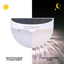 LITWAY Solar Lights Outdoor Solar Fence Lights Wall Mount Wireless Decorative Deck Lighting White, 4 Pack