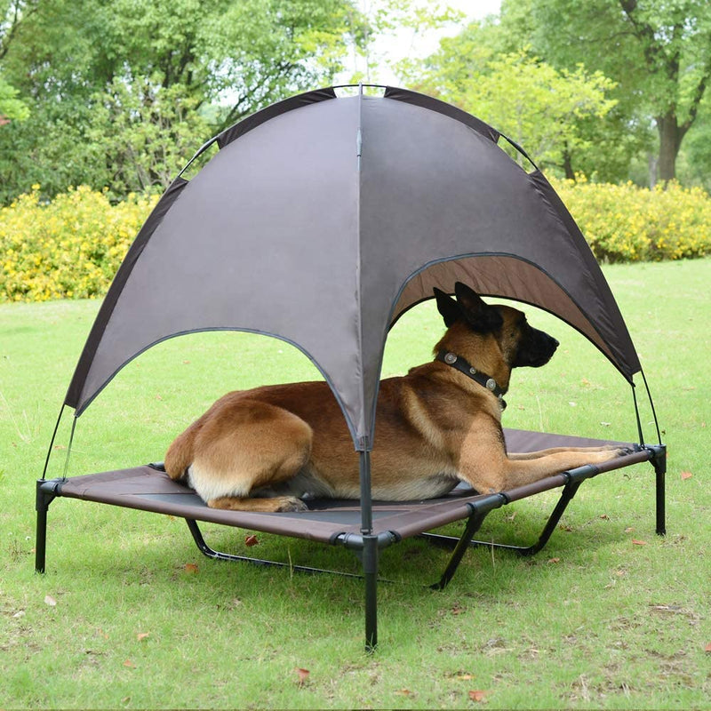 Niubya 48 Inches XLarge Elevated Dog Cot with Canopy, Durable 1680D Oxford Fabric Pet Bed for Indoor and Outdoor Use