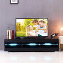 KingSo TV Stand for 55 Inch TV, TV Stands with Led Lights Entertainment Center, High Gloss TV Table TV Cabinet Modern TV Console Living Room Furniture - Wood Brown