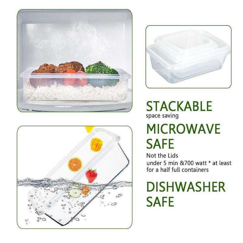 Food Storage Containers with Lids, KOMUEE 15 PACK Plastic Food Containers with lids - Plastic Containers with lids - Airtight Leak Proof Easy Snap Lock and BPA Free Plastic Container Set