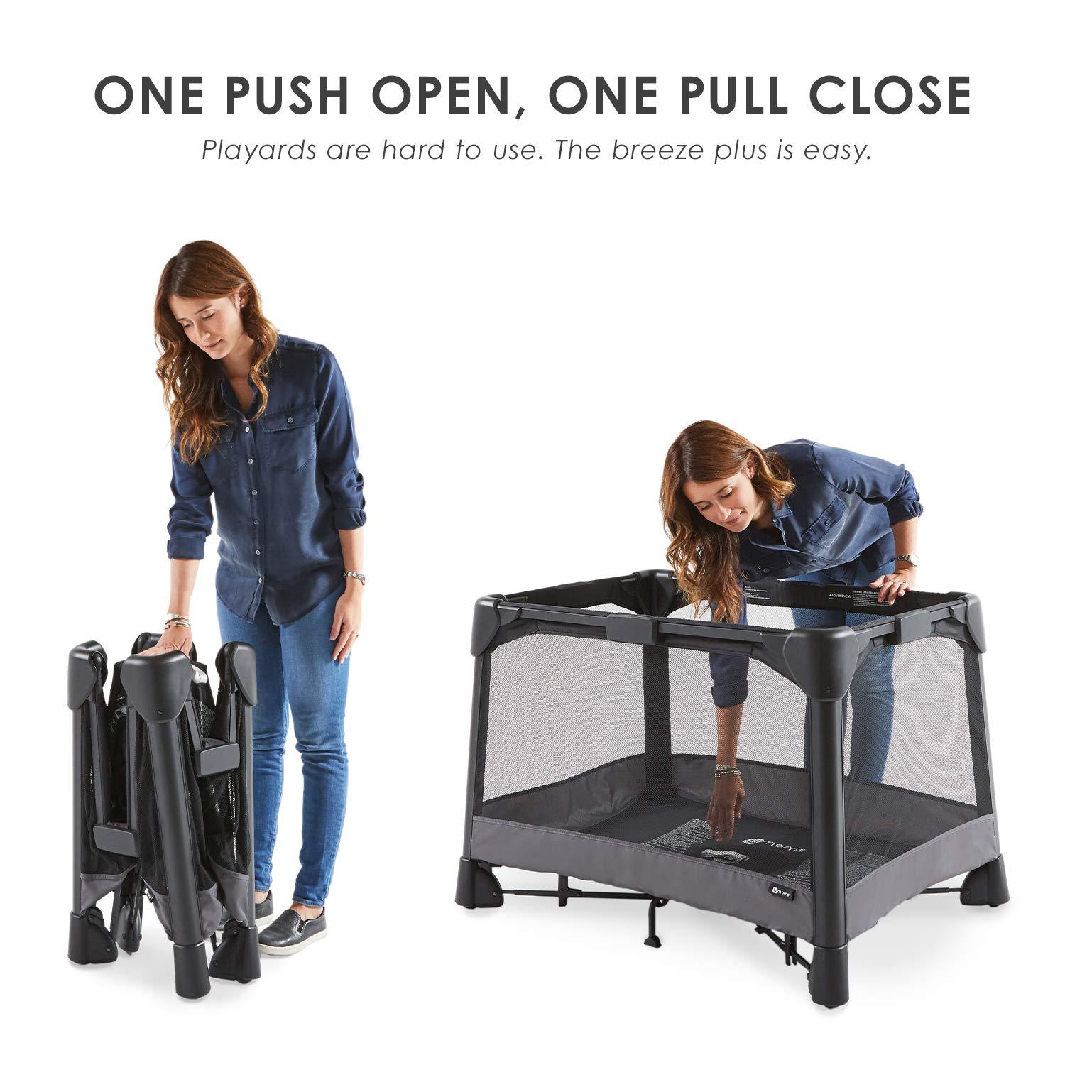 4moms breeze plus Portable Playard with Removable Bassinet and Baby Changing Station | Easy One-Handed Setup | from The Makers of The mamaRoo