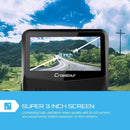 Both 1080P FHD Front and Rear Dual Lens Dash Cam in Car Camera Recorder Crosstour External GPS HDR Both 170°Wide Angle Motion Detection G-Sensor Loop Recording(CR900)