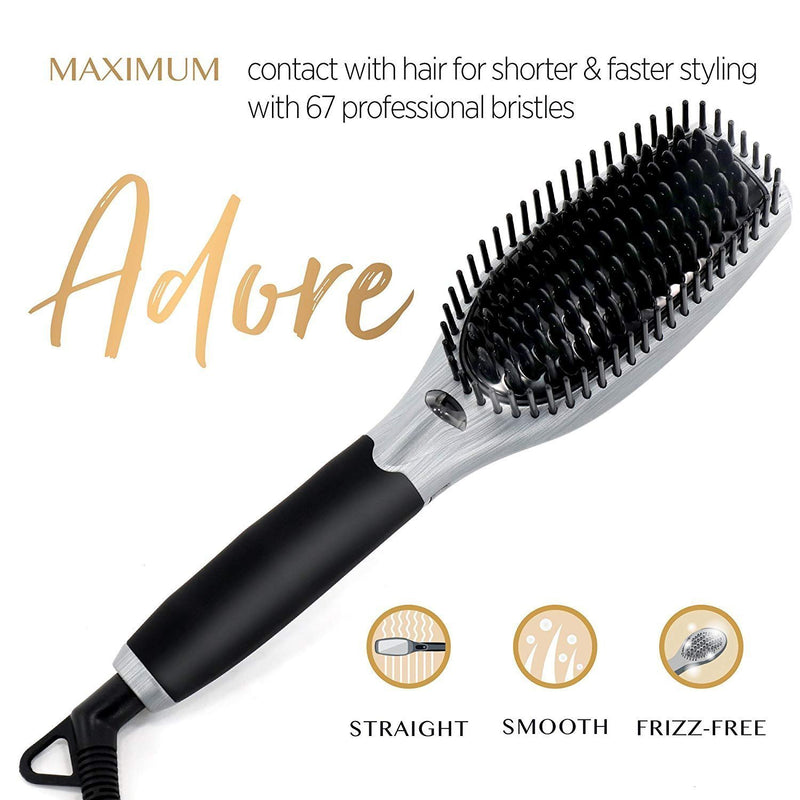PROFESSIONAL Hair Straightening Ceramic Brush - Straightening Styler Brush - 4mod.