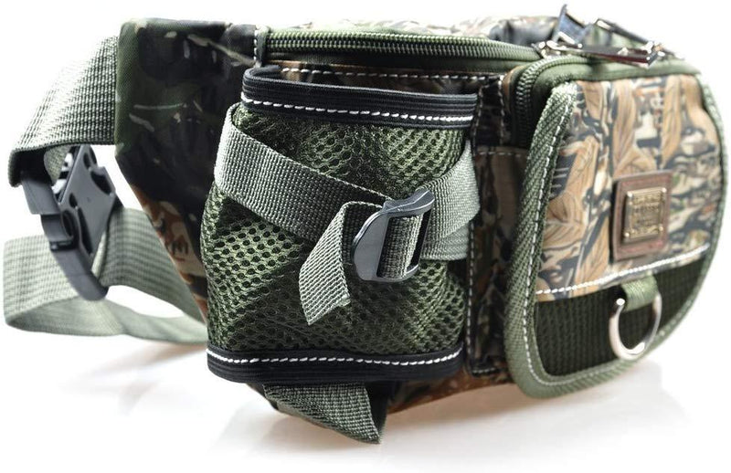 LUREMASTER Fishing Bag Multiple Pocket Waist Pack Adjustable Strap Portable Outdoor Fishing Tackle Bag Waterproof Army Green Camouflage Travel Hiking Cycling Climbing Sports
