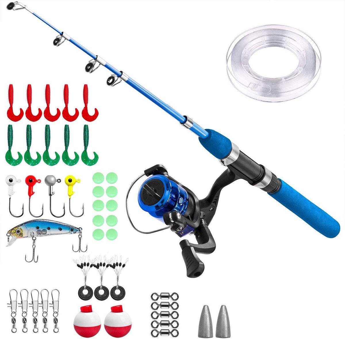 Kids Fishing Pole,Light and Portable Telescopic Fishing Rod and Reel Combos for Youth Fishing by PLUSINNO