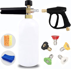 BEBEKULA 1L Adjustable Foam Cannon Pressure Washer Gun Snow Foam Lance Cannon Foam Blaster, with Pressure Washer Nozzle Tips, Micro Fiber Towel and Sponge, Jet Wash Gun 3000 PSI