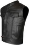 SOA Men's Leather Vest Anarchy Motorcycle Biker Club Concealed Carry Outlaws S