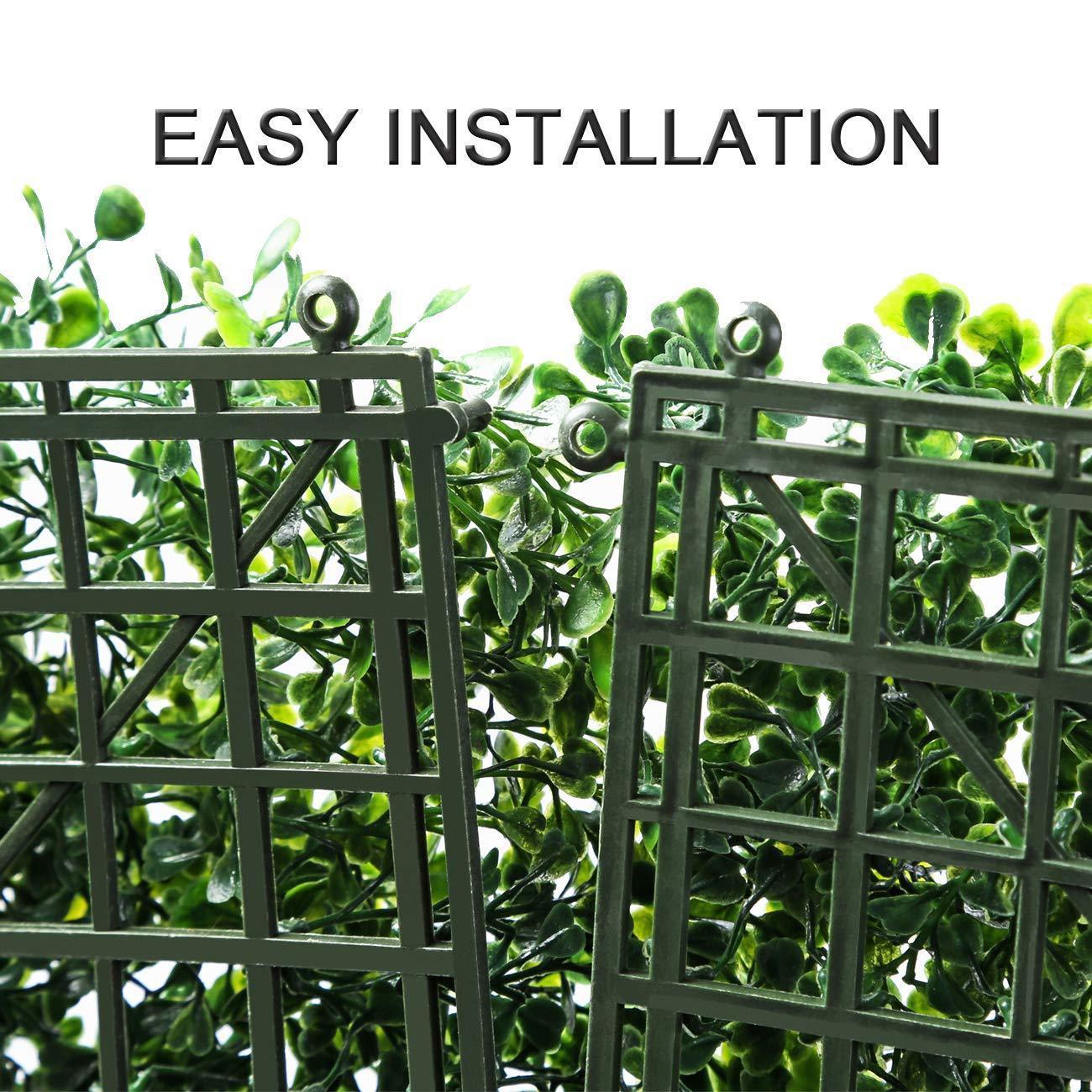 Sunnyglade 12PCS 20"x20" Artificial Boxwood Panels Topiary Hedge Plant, Privacy Hedge Screen, UV Protected Faux Greenery Mats Suitable for Outdoor, Indoor, Garden, Fence, Backyard and Décor (12PCS)