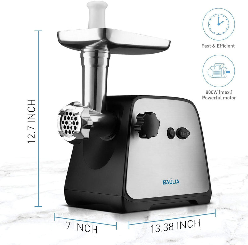 Baulia MG806 Electric Grinder for Home Use, 3 Cutting Blades & Stuffing Tubes, Stainless Steel Meat Mincer for Making Sausages, Chopped Liver, Size