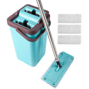 Moppson Flat Mop and Bucket System with Wringer for Floor Cleaning with 4 Washable Microfiber Mop Pads