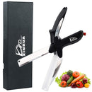 Kitchen Food Cutter Chopper Clever Kitchen Knife with Cutting Board, Clever Multipurpose Food Scissors Stainless Steel Vegetable Slicer Fruit Cutter Quick & Easy to Cut BBQTools