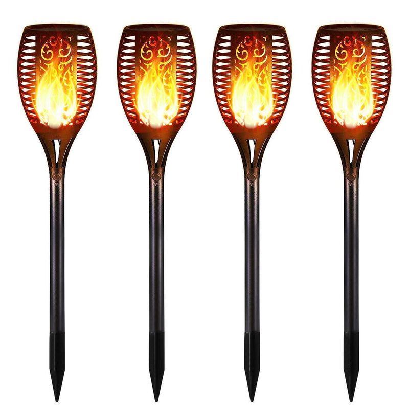 IOO Solar Torch Lights Outdoor Waterproof Dancing Flickering Flames Torches Landscape Decoration Lighting Security Path LED Light for Garden Pathways Yard Patio 4 Pack