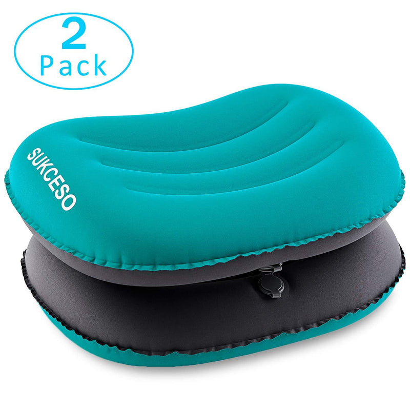 [2-PACK] Ultralight Inflatable Camping Pillow - Compressible, Compact, Comfortable for Sleeping While Traveling, Hiking, or Backpacking. Ergonomic Inflating Camping Pillows for Neck and Lumbar Support