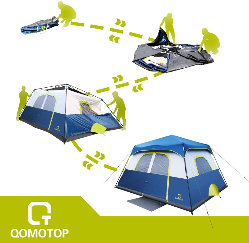 OT QOMOTOP Family Camping Tents for All Seasons, 8 Person Instant Setup (60s) Tents with Top Rainfly and Carry Bag, Windproof Waterproof Tents with Gate Mat