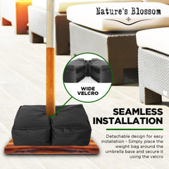 Nature's Blossom Weather Resistant Weights for Patio Umbrella Base - 19’’ Square. for Classic Outdoor Umbrellas, Hanging, Cantilever & Offset Models. Detachable Velcro - Easy Installation. XL Opening for Filling Sand