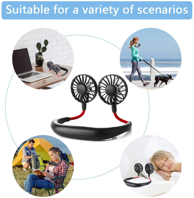 ZoeeTree USB Fan Neck Fan, Desk Fan Travel Small Fan with 4-12Hs Working Time, Portable Fan for Office/Outdoors/Household, 3 Speeds, Quiet, Rechargeable, Aromatherapy