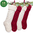 LimBridge Christmas Stockings, 4 Pack 18 inches Large Size Cable Knit Knitted Xmas Rustic Personalized Stocking Decorations for Family Holiday Season Decor, Cream or Burgundy
