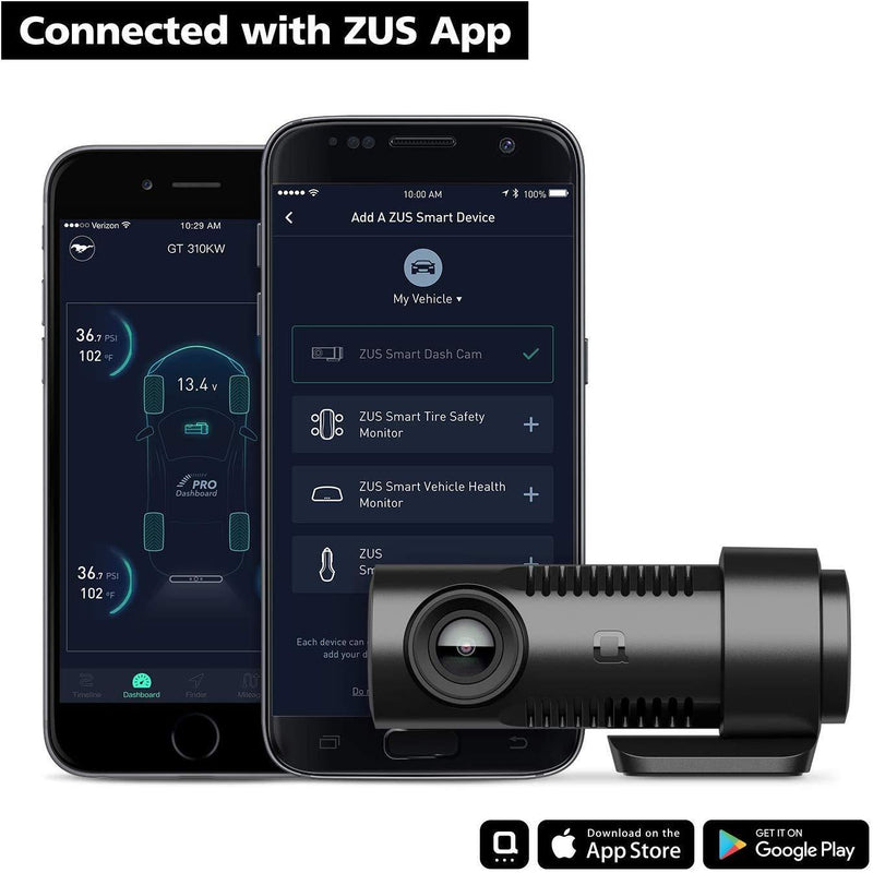 nonda ZUS Smart Dash Cam with ZUS App, Front Dash Cam HD 1080P Video, Sony IMX323 Sensor, 140° Wide Angle, G-Sensor, Enhanced Night Vision, Loop Recording, Built-in WiFi