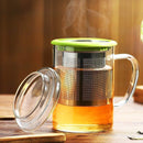 Tomotime 13.5 oz Borosilicate Glass Tea Cups Coffee Mug Cup (with glass lid) Green