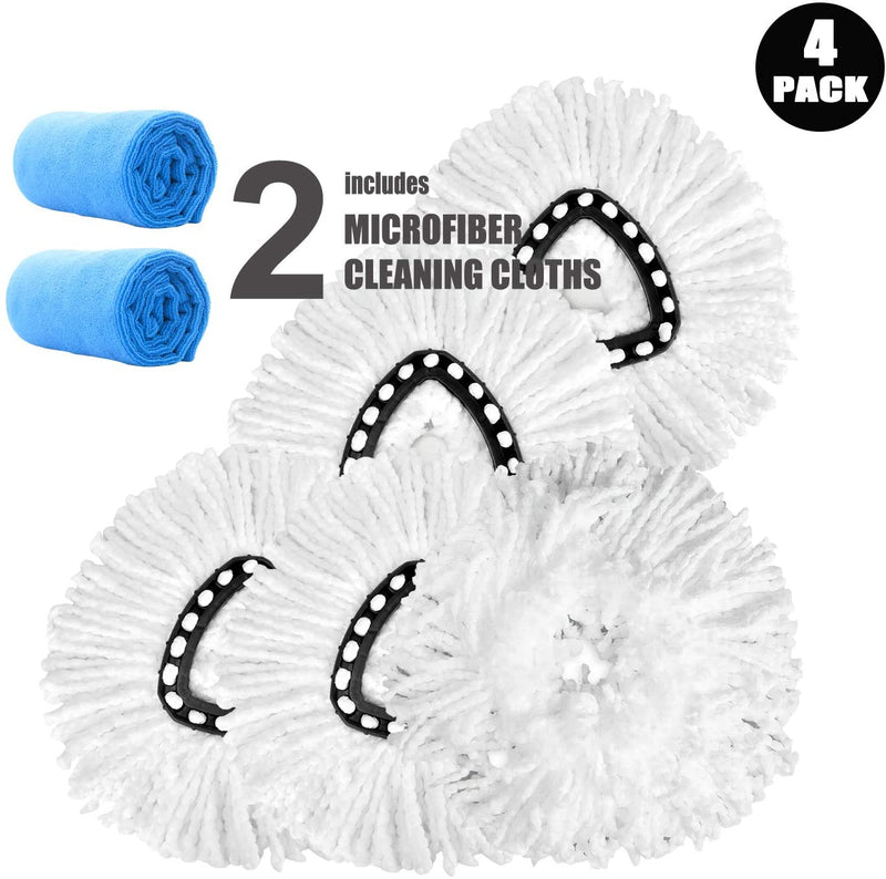 Replacement Mop Head Microfiber Spin Mop Refill Clean Pad Mop Head Refills Easy Cleaning Mop Head Replacement (2 Pack) by FAMEBIRD