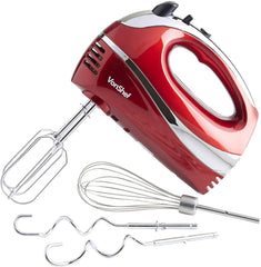 SHCRDOR Hand Electric 300W Ultra Power and Slower Start Mixer with 6 Stainless Steel Attachments & Storage Base, Eject Button, Digital Handheld