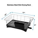 Maypott Dish Drying Rack, Sink Dish Drainer with Drain Board Premium Stainless Steel for Kitchen Dish Racks 11.2 x16.7 x5.9IN
