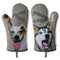 GREVY Cotton Oven Mitts Heat Resistant Baking Glove 100% Cotton Lining 13"(Cute Dog,Potholder Kitchen Gloves) (Beige)