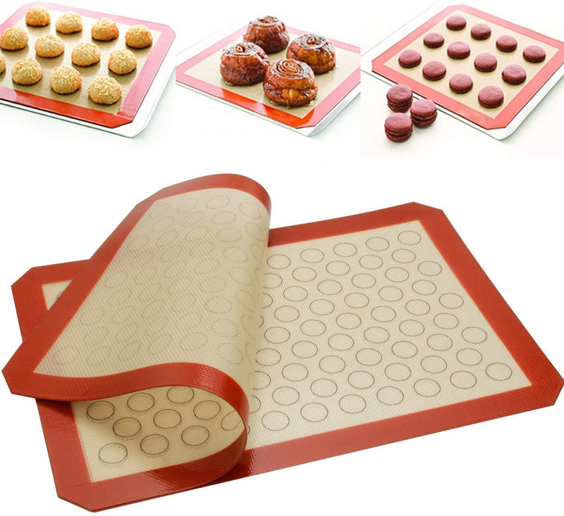 Baking Sheet with Silicone Baking Mat, Set of 8 (4 Sheets + 4 Baking Mats), Fungun Stainless Steel Cookie Sheet Baking Pan with Silicone Mat, Non Toxic & Heavy Duty & Easy Clean