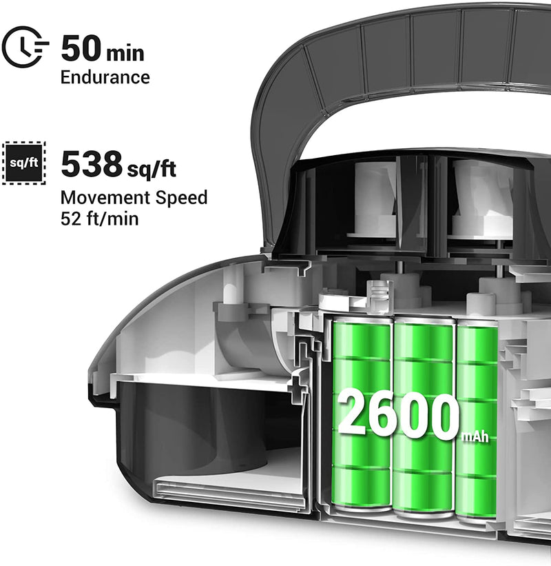 AIPER Cordless Pool Cleaner Robot, Ideal for Above Ground Pools up to 538 Sq.ft, Dual Motors, Self-Parking, Light-Weight, Lasts up to 50 Mins