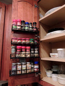 URFORESTIC Spice Rack Organizer for Cabinet, Door Mount, or Wall Mounted - Set of 4 Black Hanging Shelf for Spice Jars