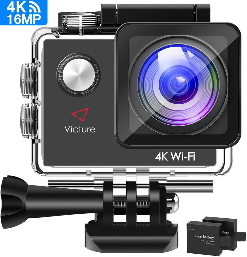 AC600 4K WiFi Action Camera, 16MP Underwater Waterproof Camera, 170° Wide Angle WiFi Sports Video Camera with 2 Batteries and Mounting Accessories Kit by  MaxCo