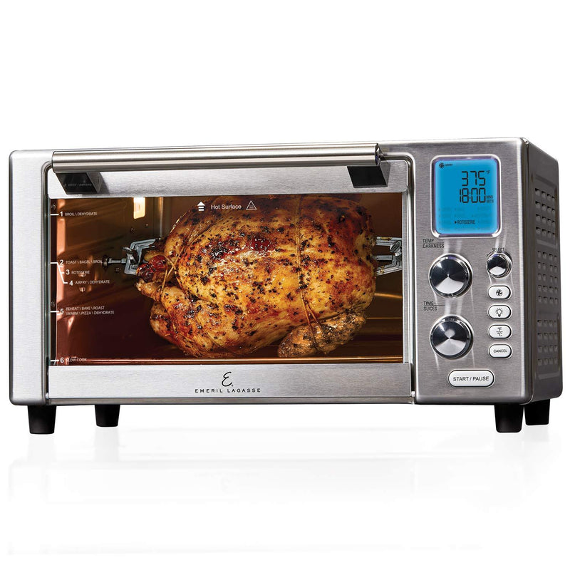 Septree Lagasse Power Air Fryer 360 Max XL Family Sized Better Than Convection Ovens Replaces a Hot Air Fryer Oven, Toaster Oven, Rotisserie, Bake, Broil, Slow Cook, Pizza, Dehydrator & More. Emeril Cookbook. Stainless Steel. (MAX 15.6” 19.7” x 13”)