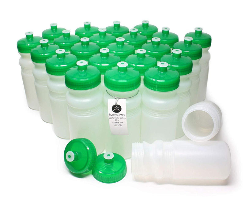 Rolling Sands 20 Ounce Sports Water Bottles 24 Pack, BPA-Free, Made in USA, Dishwasher Safe