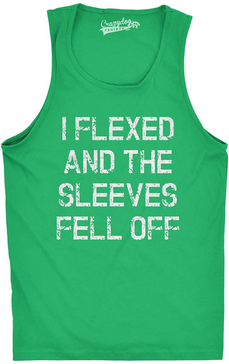 Mens I Flexed and The Sleeves Fell Off Tank Top Funny Sleeveless Gym Workout Shirt