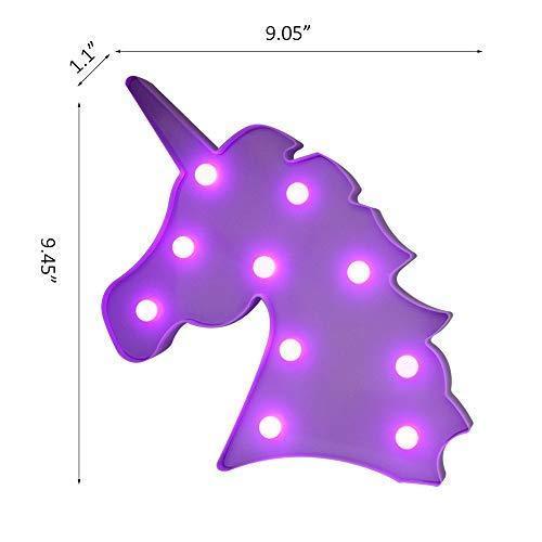 Pooqla LED Unicornio Night Light Lamp Kids Marquee Lights Unicorn Shape Signs Light Up Christmas Party Wall Decoration Battery Operated (Pink)