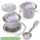 Apace Loose Leaf Tea Infuser (Set of 2) Tea Scoop Drip Tray - Ultra Fine Stainless Steel Strainer & Steeper a Superior Brewing Experience … (Medium, Silver)