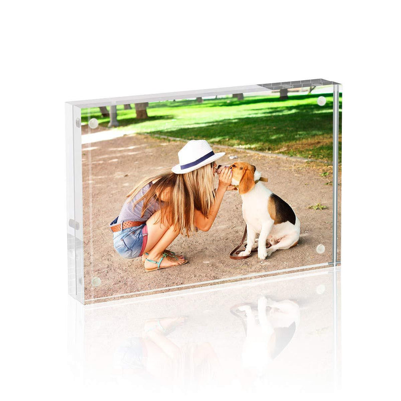 TWING Premium Acrylic Photo Frame - 5x7 inches Magnet Photo Frame -Double Sied Thick Desktop Frames (5 Pack)