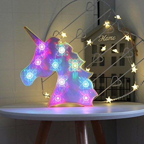 Pooqla LED Unicornio Night Light Lamp Kids Marquee Lights Unicorn Shape Signs Light Up Christmas Party Wall Decoration Battery Operated (Pink)