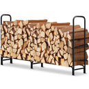 4ft Firewood Rack Outdoor Log Holder for Fireplace Heavy Duty Wood Stacker for Patio Deck Metal Kindling Logs Storage Stand Steel Tubular Wood Pile Racks Outside Fire place Tools Accessories Black