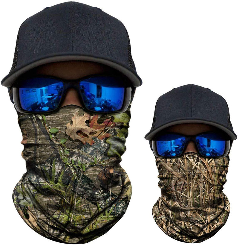 AXBXCX 2 Pack - Camouflage Print Seamless Neck Gaiter Bandana Face Mask for Outdoor Activities