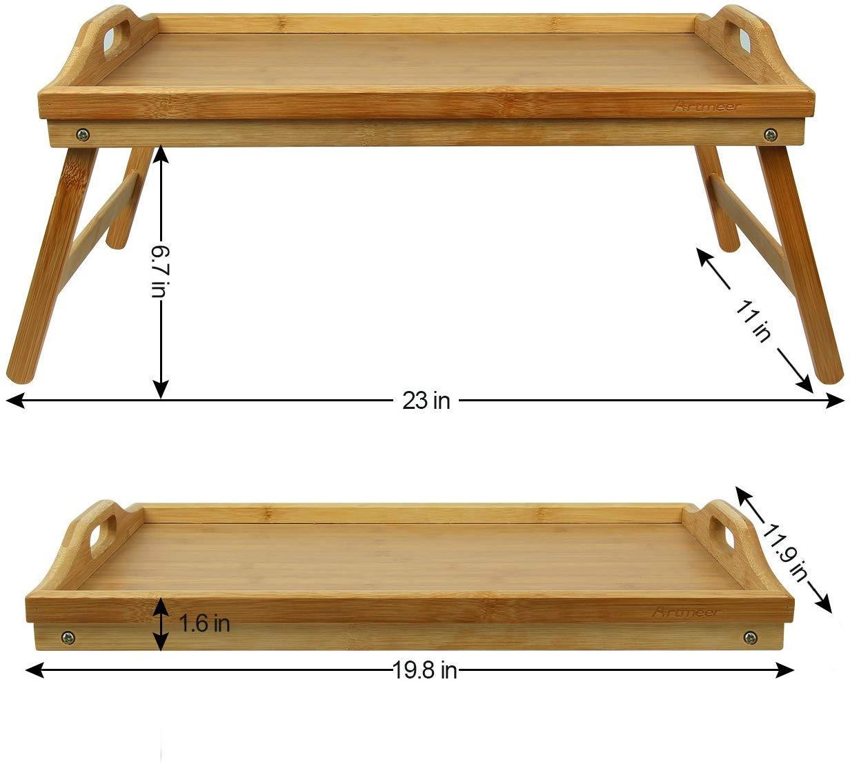 Bed Tray Table with Folding Legs,Serving Breakfast in Bed or Use As a TV Table, Laptop Computer Tray, Snack Tray with Moso Natural Bamboo by Artmeer