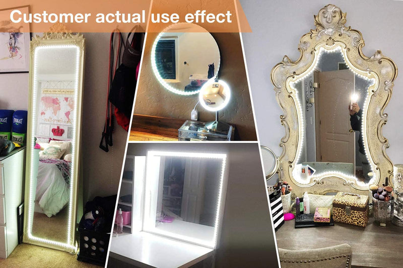PANGTON VILLA LED Vanity Mirror Lights for Makeup Dressing Table Vanity Set 13ft Flexible LED Light Strip Kit 6000K Daylight White with Dimmer and Power Supply, DIY Mirror, Mirror not Included