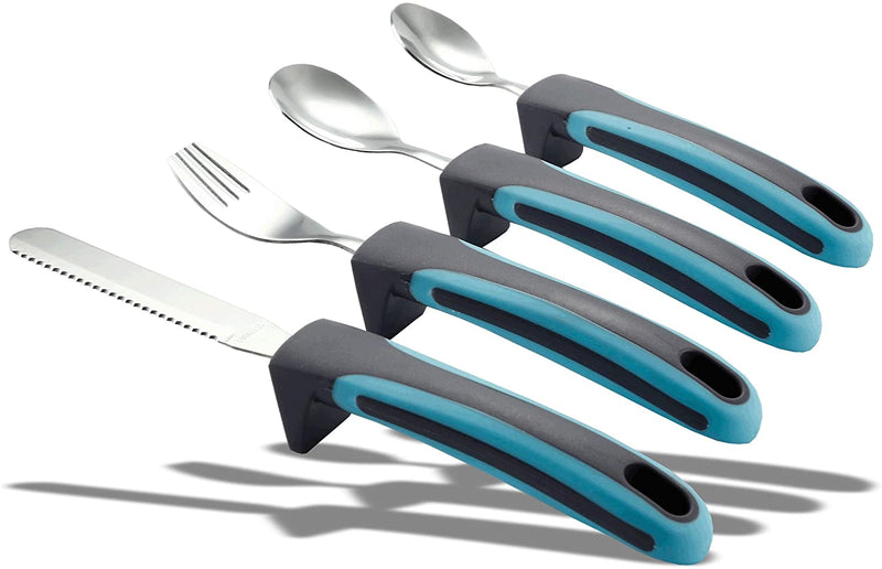 BunMo Easy Grip Cutlery - Great for The Elderly, Disabled Or Those Suffering with Tremors and Trembling Hands. Easy Pick up. (1x Set)