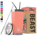 BEAST 30oz Stainless Steel Tumbler Vacuum Insulated Rambler Coffee Cup Double Wall Travel Flask Mug with Splash Proof Lid, 2 Straws, Pipe Brush & Gift Box Bundle By Greens Steel