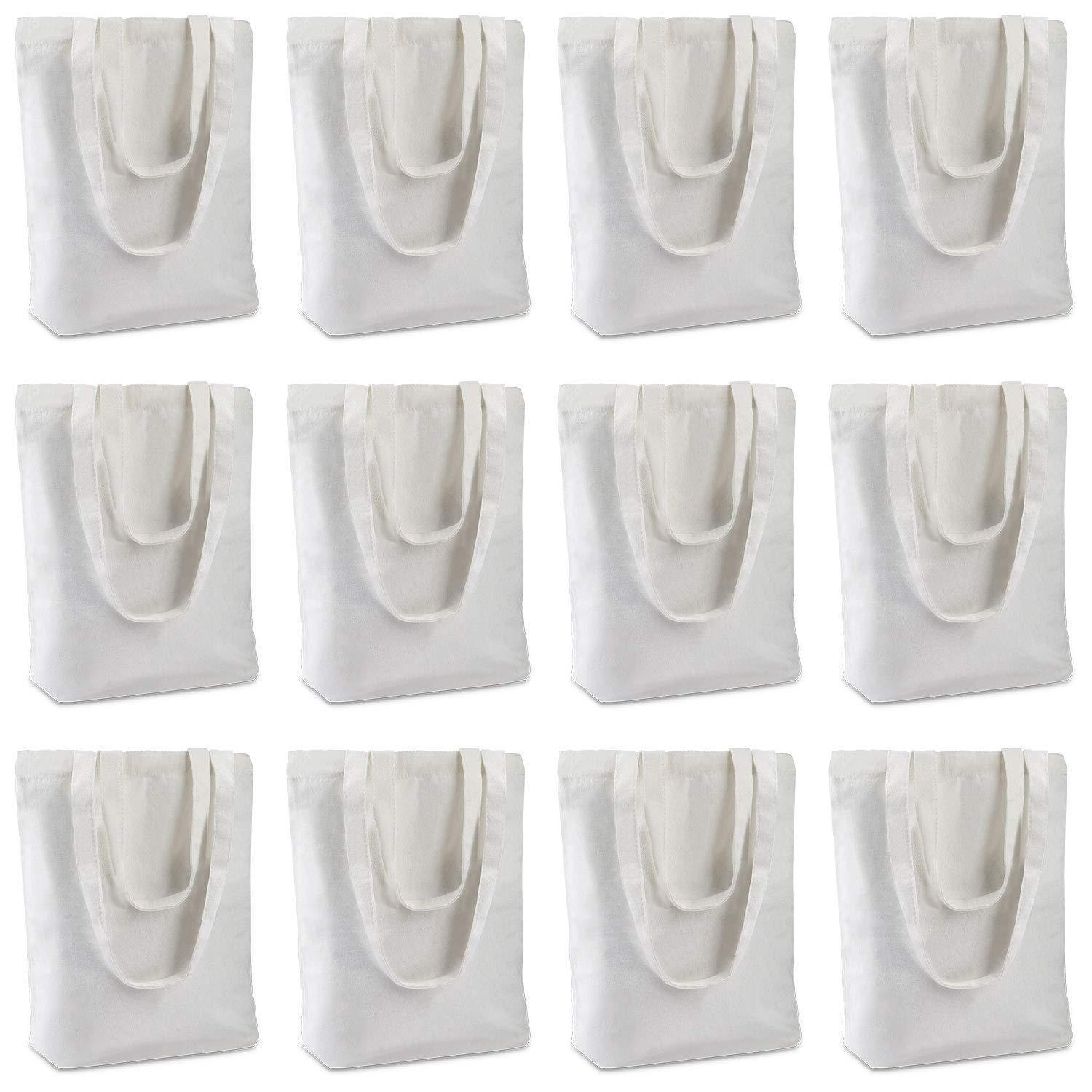 Insternet 6 pack canvas tote bag reusable canvas bag bulk for crafting, decorating, plain, grocery,shopping (white)