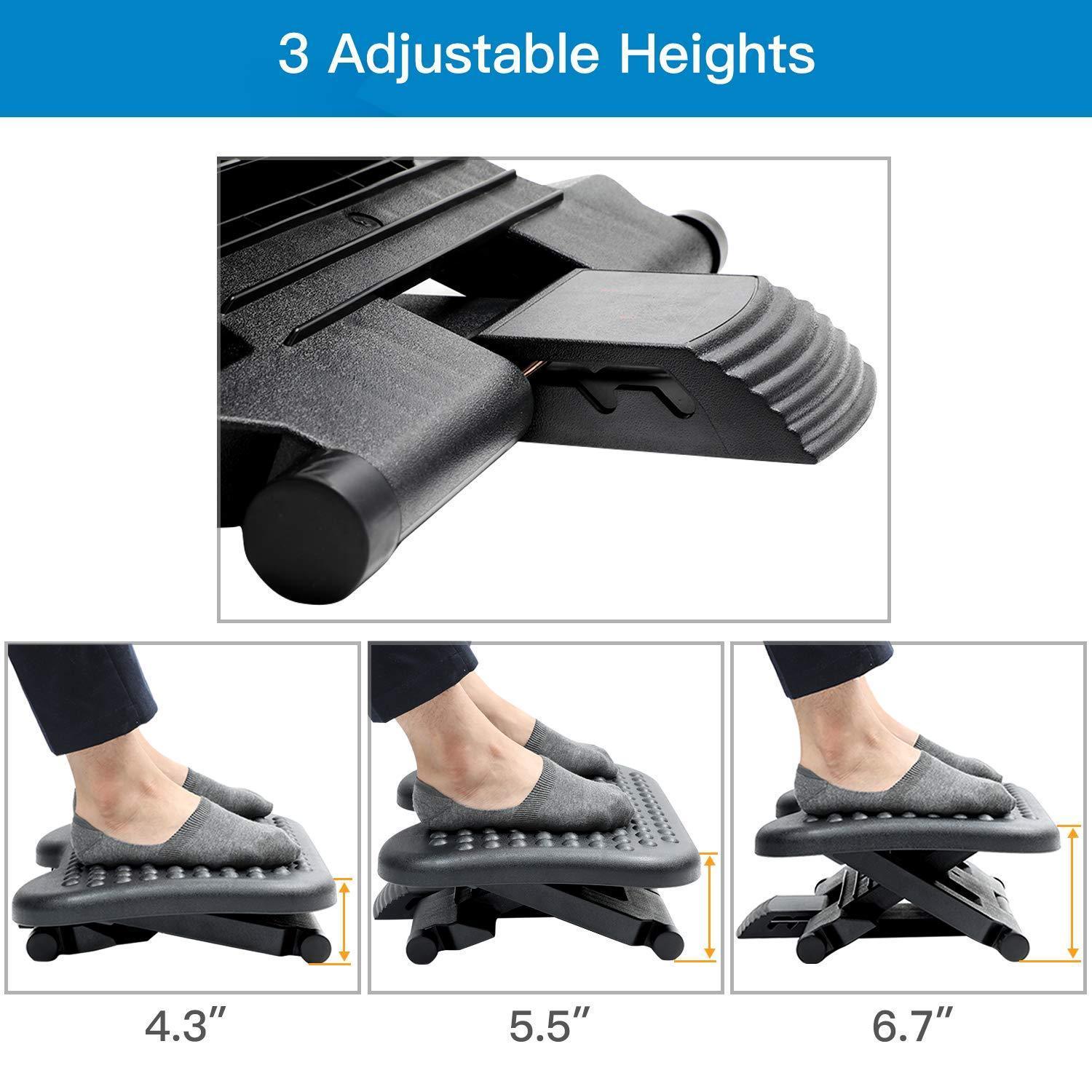 Angled Footrest Adjustable Under Desk Footrest - Ergonomic Foot Rest with 3 Height Pos ...